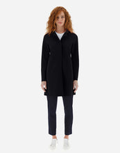 Load image into Gallery viewer, Model wearing Herno Women&#39;s Act First Scuba Snap Front Jacket in Black.

