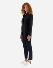 Load image into Gallery viewer, Model wearing Herno Women&#39;s Act First Scuba Snap Front Jacket in Black.
