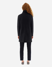 Load image into Gallery viewer, Model wearing Herno Women&#39;s Act First Scuba Snap Front Jacket in Black - back.
