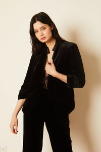 Model wearing Caballero - Bex Black Velvet Blazer.