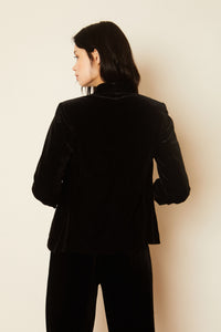 Model wearing Caballero - Bex Black Velvet Blazer - back.