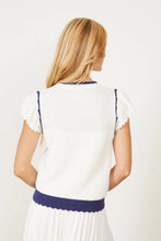 Load image into Gallery viewer, Model wearing Caballero - Ashley Sweater in Ivory/Blue Opal - back.

