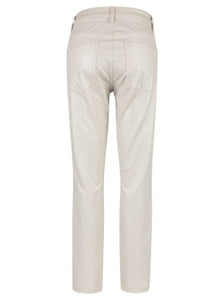 KUT From The Kloth Charlize Coated High Rise Cigarette Leg Raw Hem Jean KP1738MA4 in Champagne.