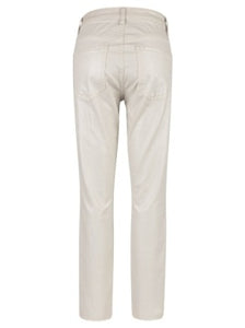 KUT From The Kloth Charlize Coated High Rise Cigarette Leg Raw Hem Jean KP1738MA4 in Champagne.