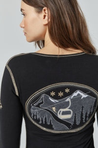 Model wearing Alp N Rock - Elia Henley Shirt in Black.