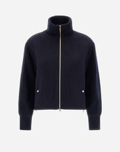 Load image into Gallery viewer, Herno Women&#39;s Bomber Jacket in Cashmere in Dark blue.

