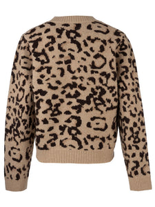 Kut from the Kloth - Gisela Animal Print Pullover Sweater in Beige/Brown - back.