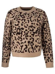 Kut from the Kloth - Gisela Animal Print Pullover Sweater in Beige/Brown.