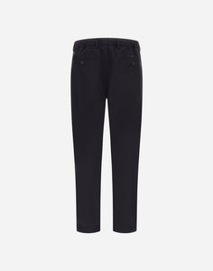 Herno - Men's Seersucker Trouser in Blu Navy - back.