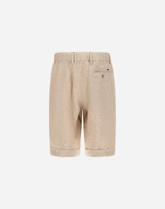 Herno - Men's Welsh Linen Shorts in Cammello - back.