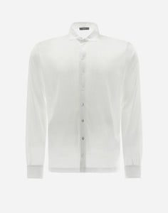 Herno Men's Jersey Crepe Polo LS Shirt in Bianco.