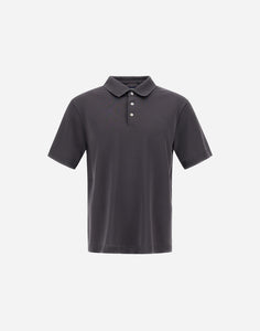 Herno Men's Jersey Knit Effect Polo Shirt in Grigio Metallo.