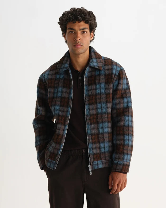 Wax London - Heath Blue And Brown Check Mohair Jacket