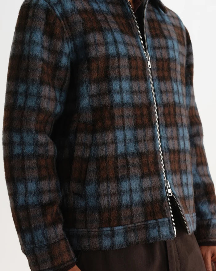 Wax London - Heath Blue And Brown Check Mohair Jacket