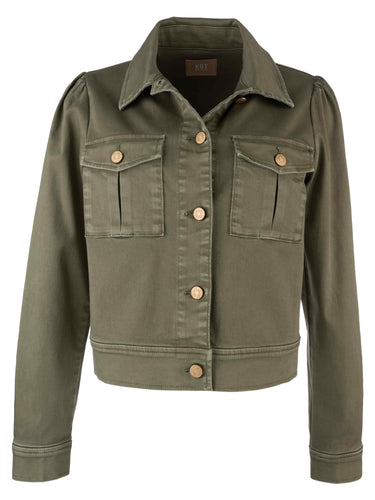 KUT From The Kloth - Jocelyn Trucker Jacket with Pockets in Sage Green.