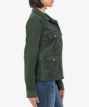 Load image into Gallery viewer, Model wearing Kut from the Kloth - Lillee Button Down W/Flap Pockets Jacket in Hunter.
