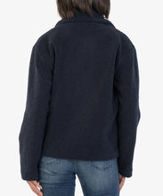 Load image into Gallery viewer, Model wearing Kut from the Kloth - Emaline Double Breasted Sherpa Coat in Navy - back.
