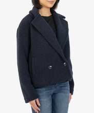Load image into Gallery viewer, Model wearing Kut from the Kloth - Emaline Double Breasted Sherpa Coat in Navy.
