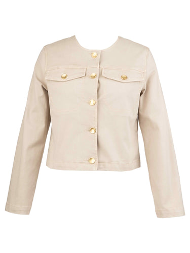 Kut from the Kloth - Camille Button Front Scoop Neck Jacket in Sand.