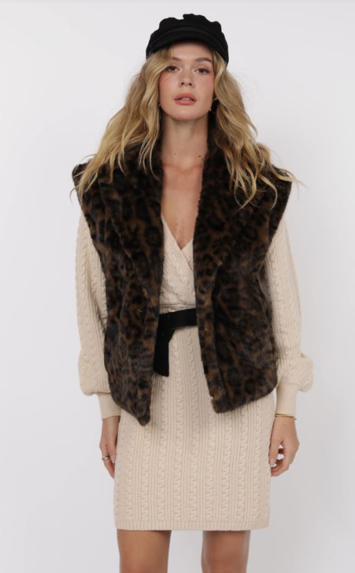 Sage the Label - Waverly Leopard Faux Fur Oversized Vest
