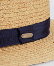 Load image into Gallery viewer, Barbour Lily Straw Summer Hat in Natural/Navy.

