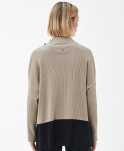 Load image into Gallery viewer, Model wearing Barbour Amal Knit Sweater in Lt. Fawn - back.
