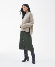 Load image into Gallery viewer, Model wearing Barbour Winona Knit in Light Fawn.
