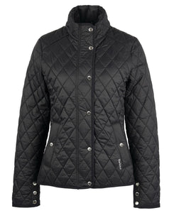 Barbour Yarrow Quilt in Black/Rose Garden Floral.