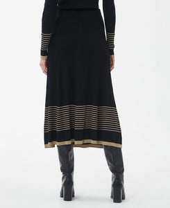 Model wearing Barbour Marlene Midi Knit Skirt in Black.