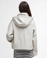 Load image into Gallery viewer, Model wearing Barbour June Showerproof Jacket in Blanc - back.
