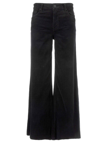 Kut From The Kloth - Meg Hige Rise Fab AB Wide Leg Raw Hem Long Inseam in Black.