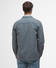 Load image into Gallery viewer, Model wearing Barbour Callercove Seersucker Overshirt in Vintage Teal - back.
