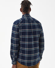 Load image into Gallery viewer, Model wearing Barbour Ronan Tailored Check Shirt in Inky Blue - back.
