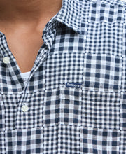Load image into Gallery viewer, Model wearing Barbour Willowbeach Summer Fit Shirt in Navy.
