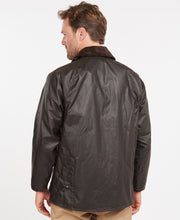 Load image into Gallery viewer, Model wearing Barbour Bedale Wax Jacket in Rustic - back.
