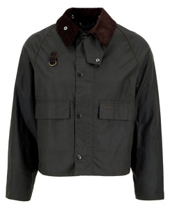 Barbour Spey Wax Jacket in Olive. 