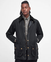 Load image into Gallery viewer, Model wearing Barbour Beaufort 40 Wax Jacket in Sage.
