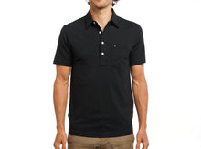 Load image into Gallery viewer, Model wearing  Criquet - Top-Shelf Players Polo in Black Top.
