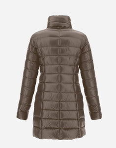 Herno - Women's Maria Long Coat in Taupe/Tortora - back.