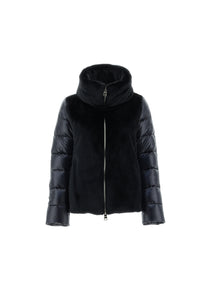 Herno - Bomber Jacket in Nylon Ultralight and Lady Faux Fur in Black.