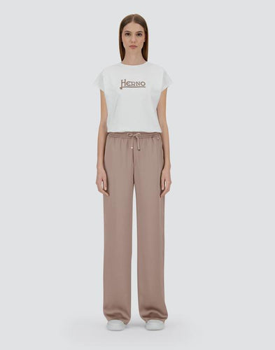 Model wearing Herno - Women's Trousers in Taupe.
