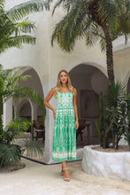 Load image into Gallery viewer, Model wearing Caballero - Piper Dress in woodcarved palm.
