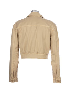 Kut from the Kloth - Rumi Cropped Trucker Jacket in Khaki - back.