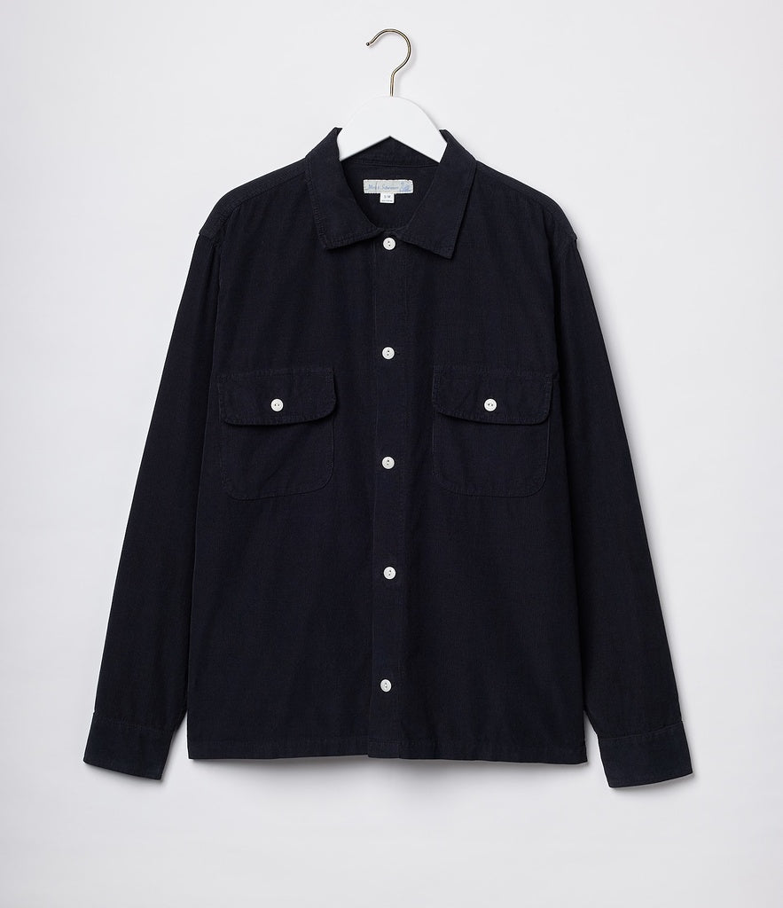 Merz B. Schwanen - Good Basics Corduroy Overshirt in Deep Black.