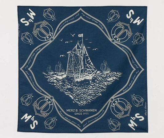 Merz B. Schwanen -  Logo Lightweight Cotton Poplin Bandana - Ink Blue