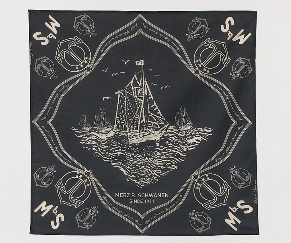 Merz B. Schwanen -  Logo Lightweight Cotton Poplin Bandana - Charcoal