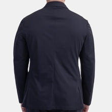 Load image into Gallery viewer, Model wearing TMB - Performance Travel Sportcoat G1J1 in Navy - back.
