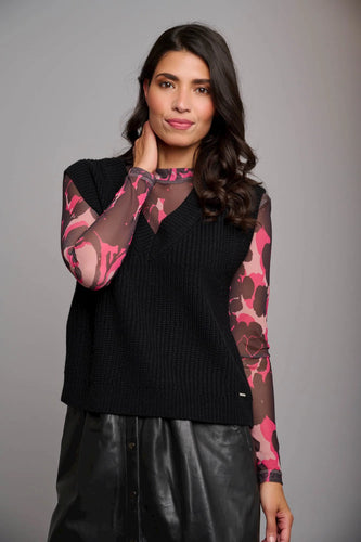 Model wearing Rino & Pelle - Unna V-Neck Sweater Vest in Black.