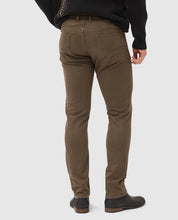 Load image into Gallery viewer, Model wearing Rodd &amp; Gunn - Motion Melange Straight Fit Jean in Nutmeg - back.
