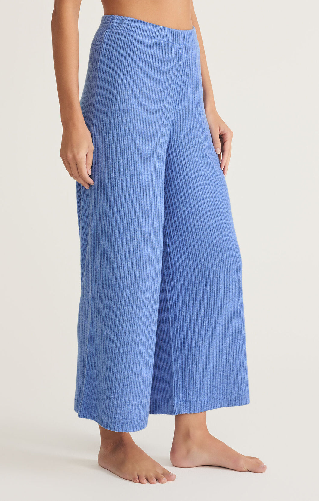 Model wearing ZSupply - Coastline Rib Pant in Bay Blue.